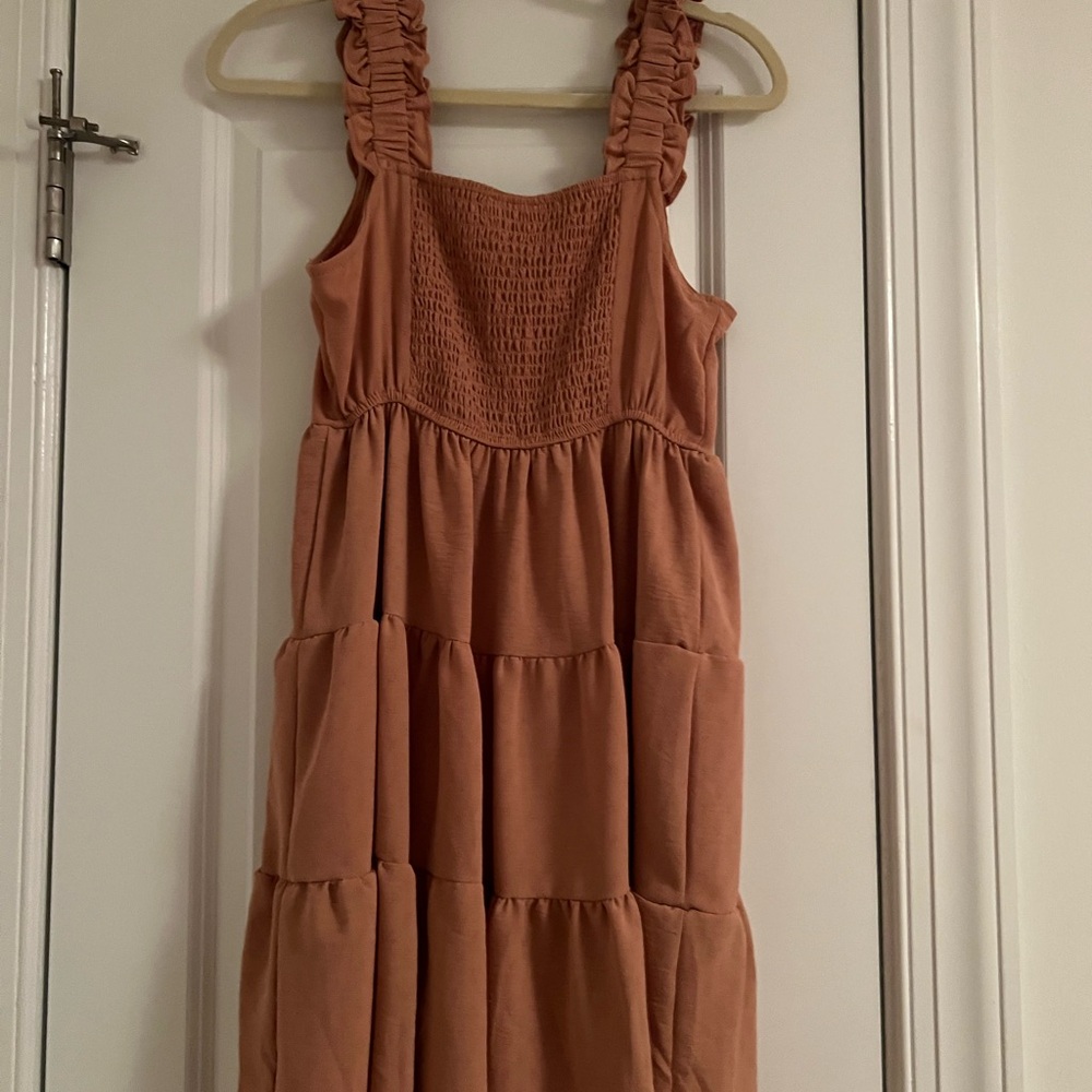 size small tiered dress rust color